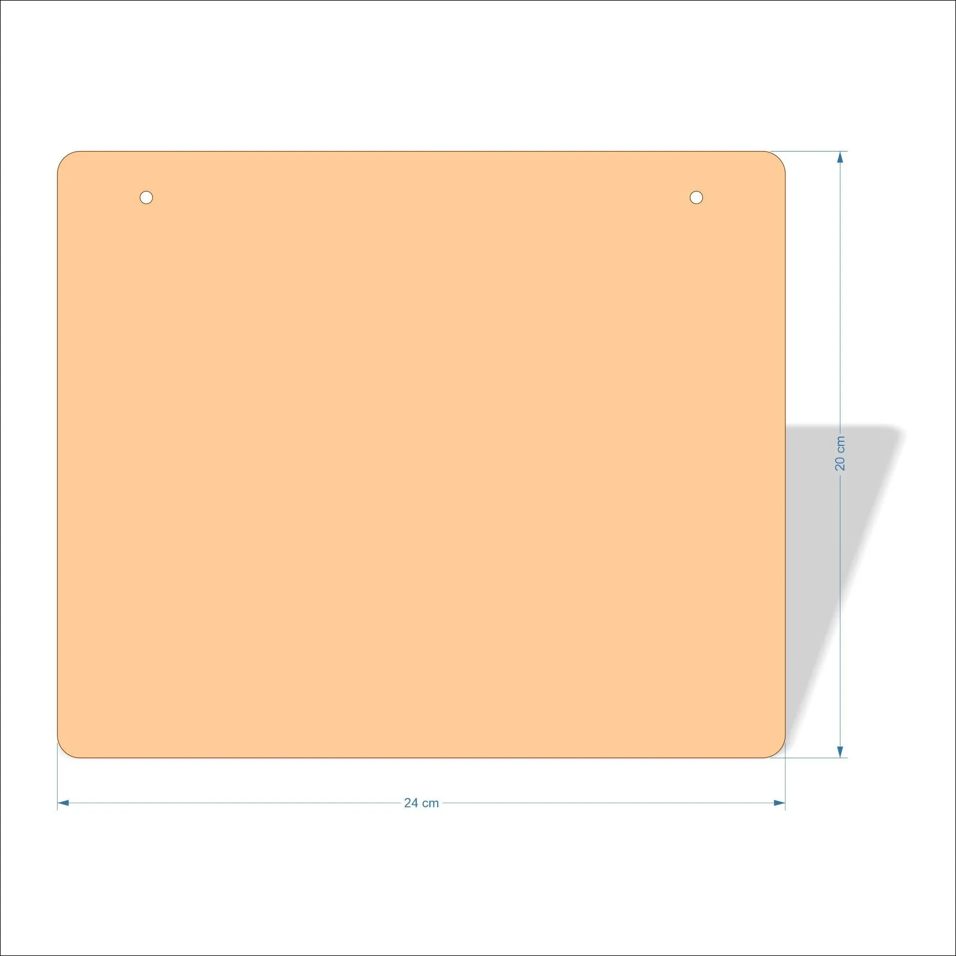 24 cm Wide 3mm thick MDF Plaques with rounded corners