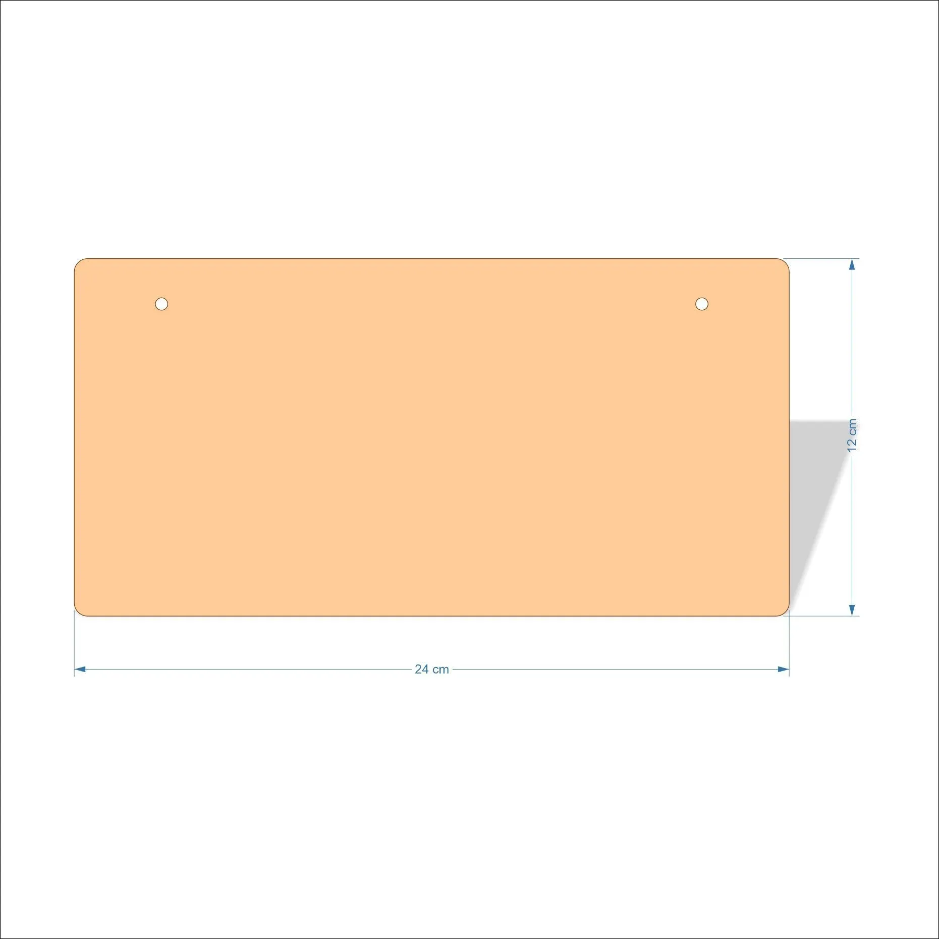 24 cm Wide 3mm thick MDF Plaques with rounded corners