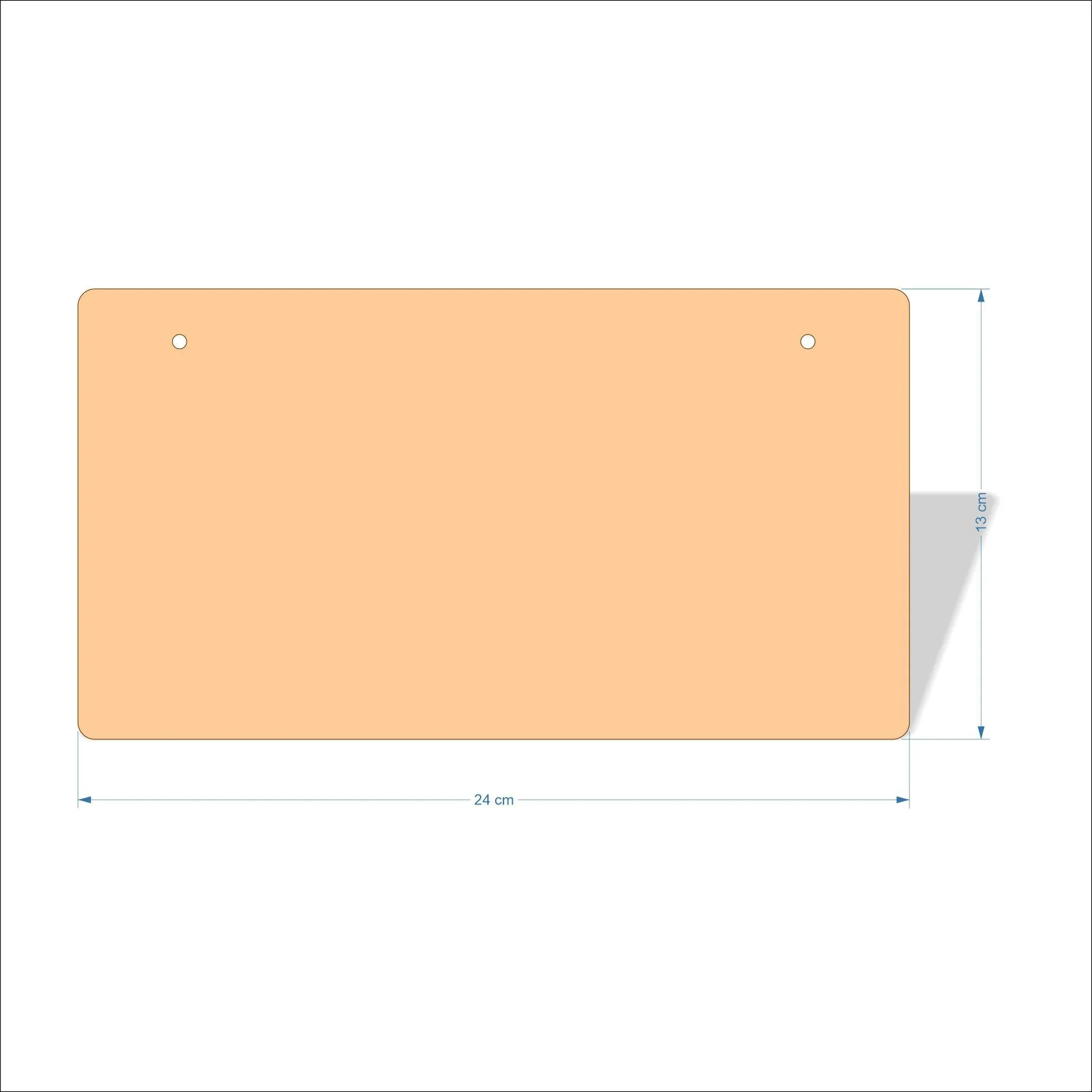 24 cm Wide 3mm thick MDF Plaques with rounded corners