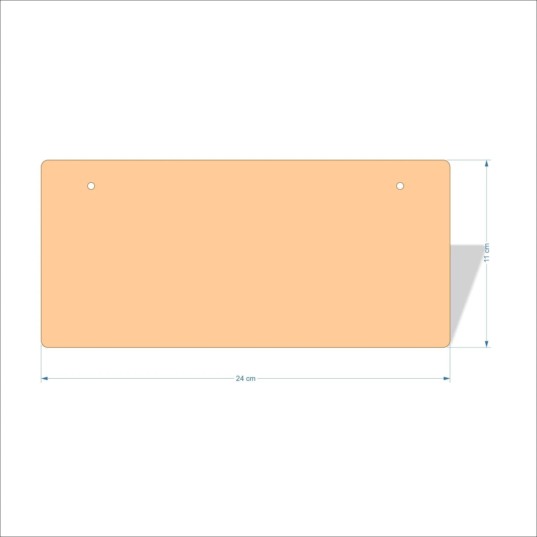 24 cm Wide 3mm thick MDF Plaques with rounded corners