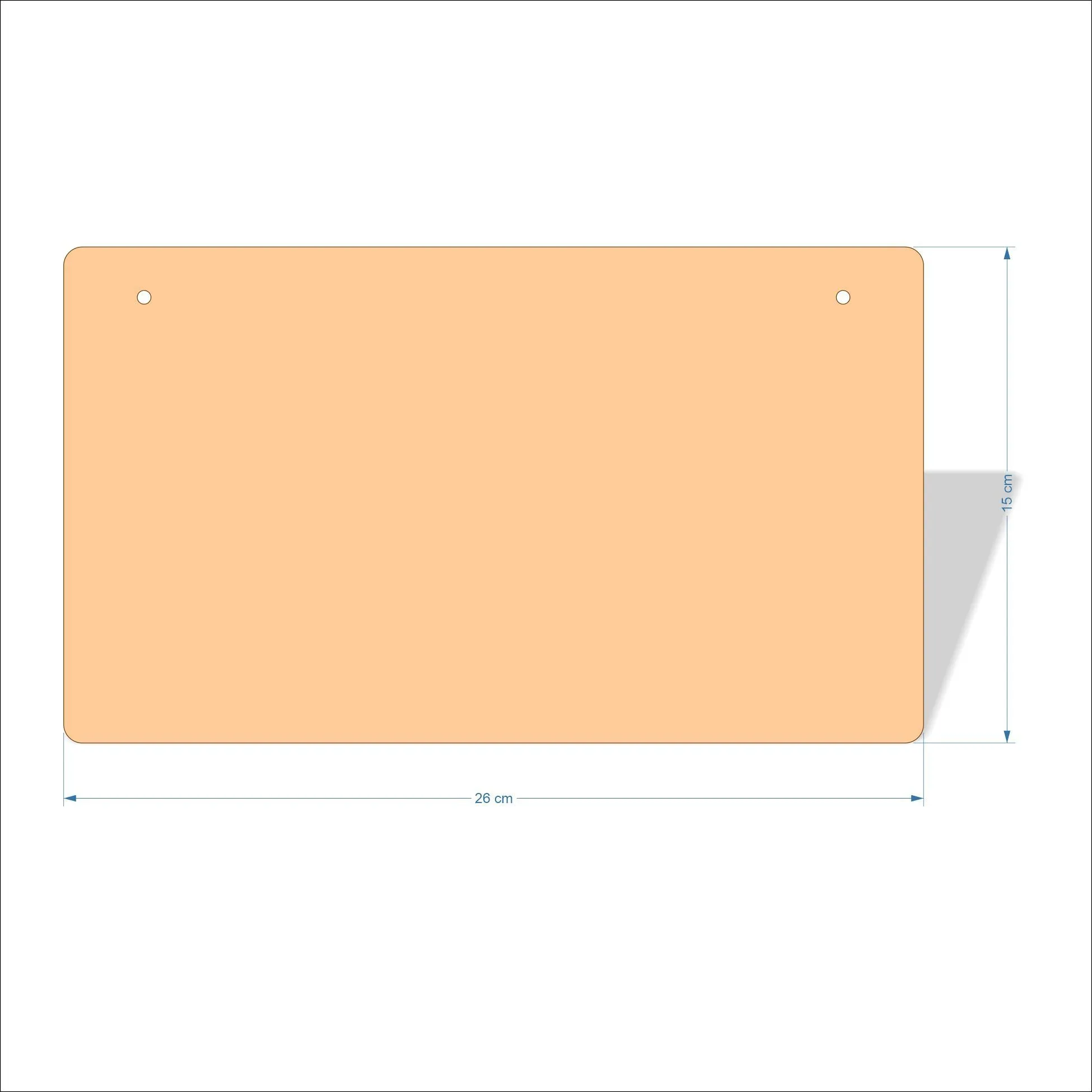 26 cm Wide 3mm thick MDF Plaques with rounded corners