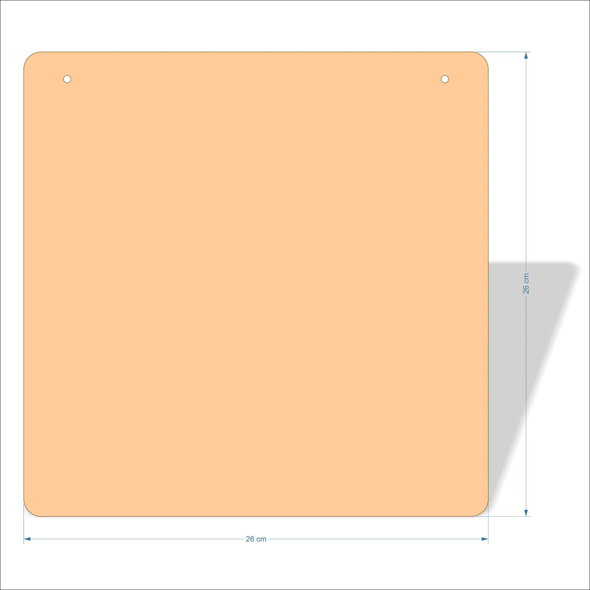 26 cm Wide 3mm thick MDF Plaques with rounded corners