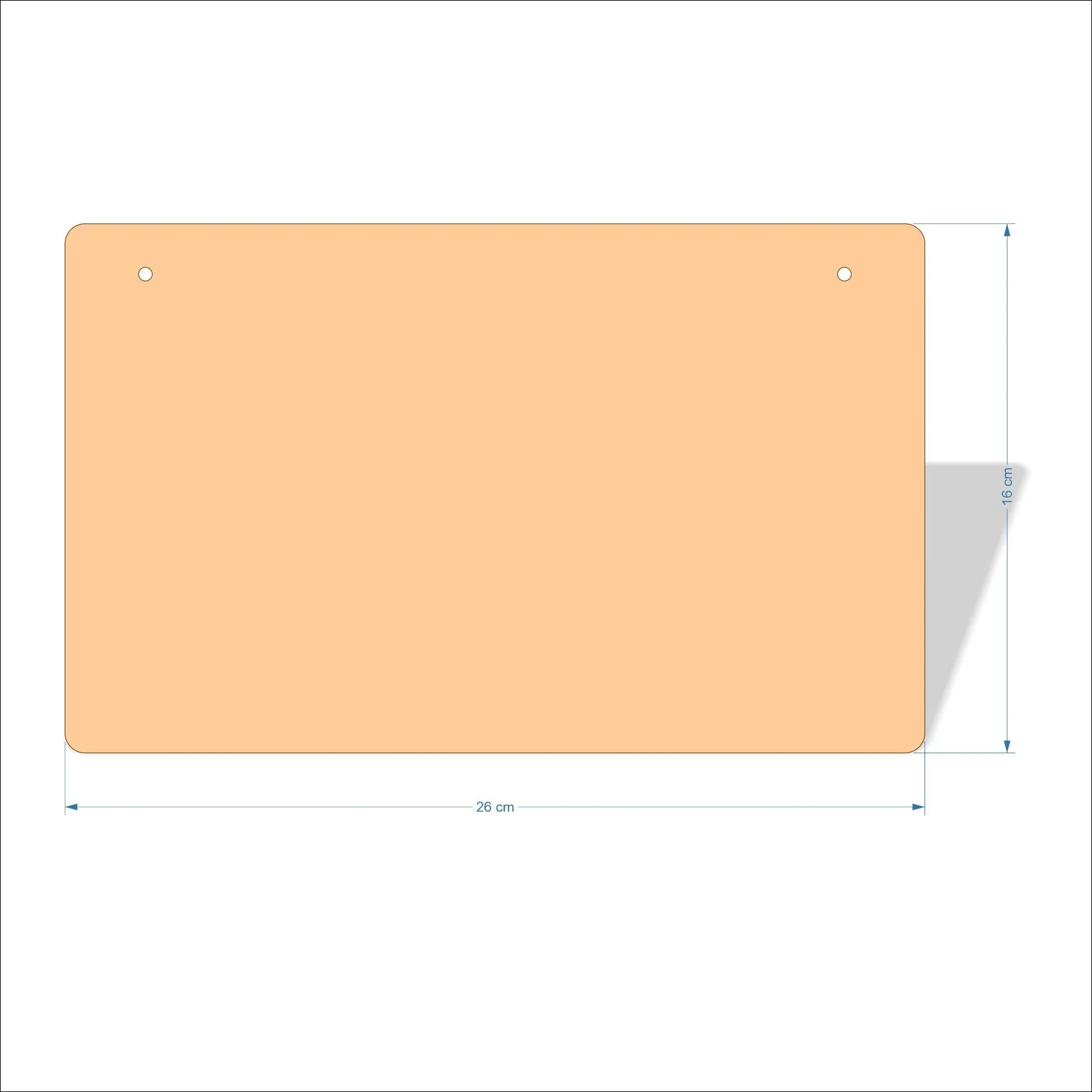 26 cm Wide 3mm thick MDF Plaques with rounded corners