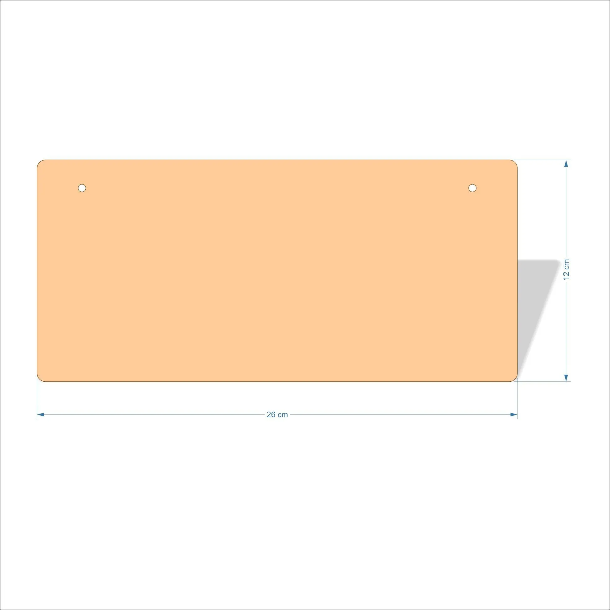 26 cm Wide 3mm thick MDF Plaques with rounded corners