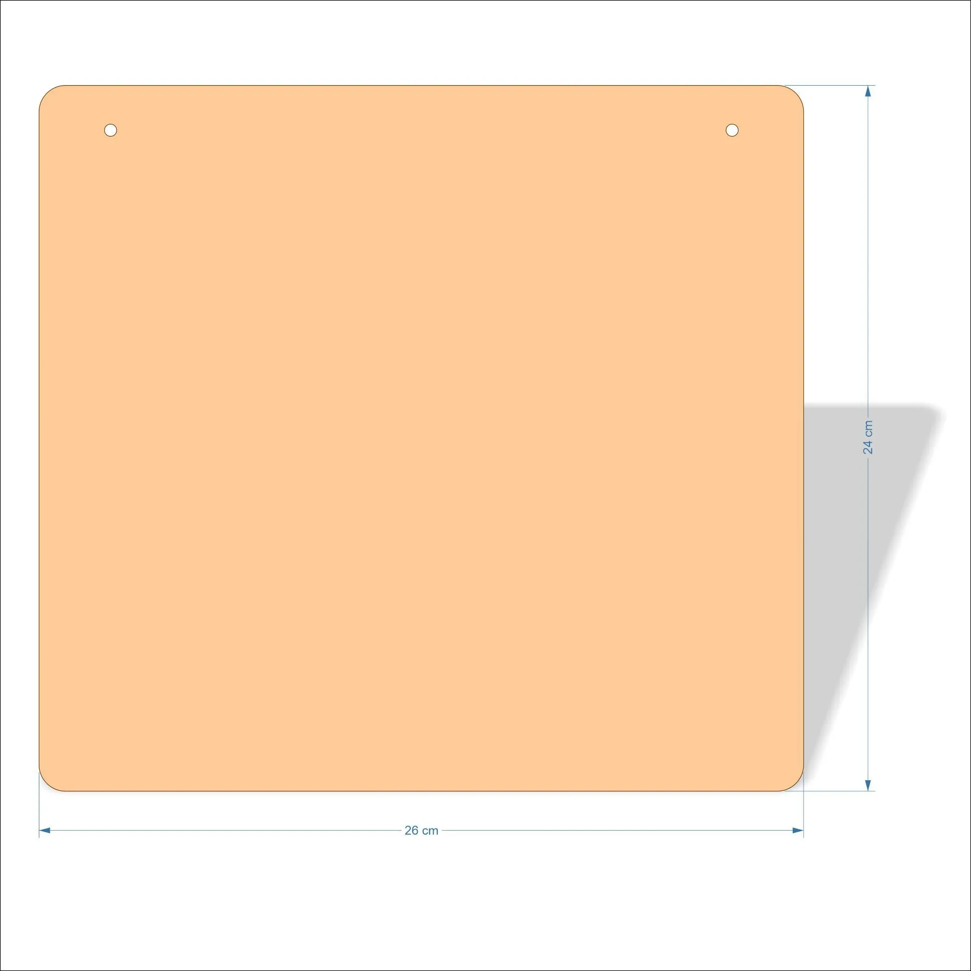 26 cm Wide 3mm thick MDF Plaques with rounded corners