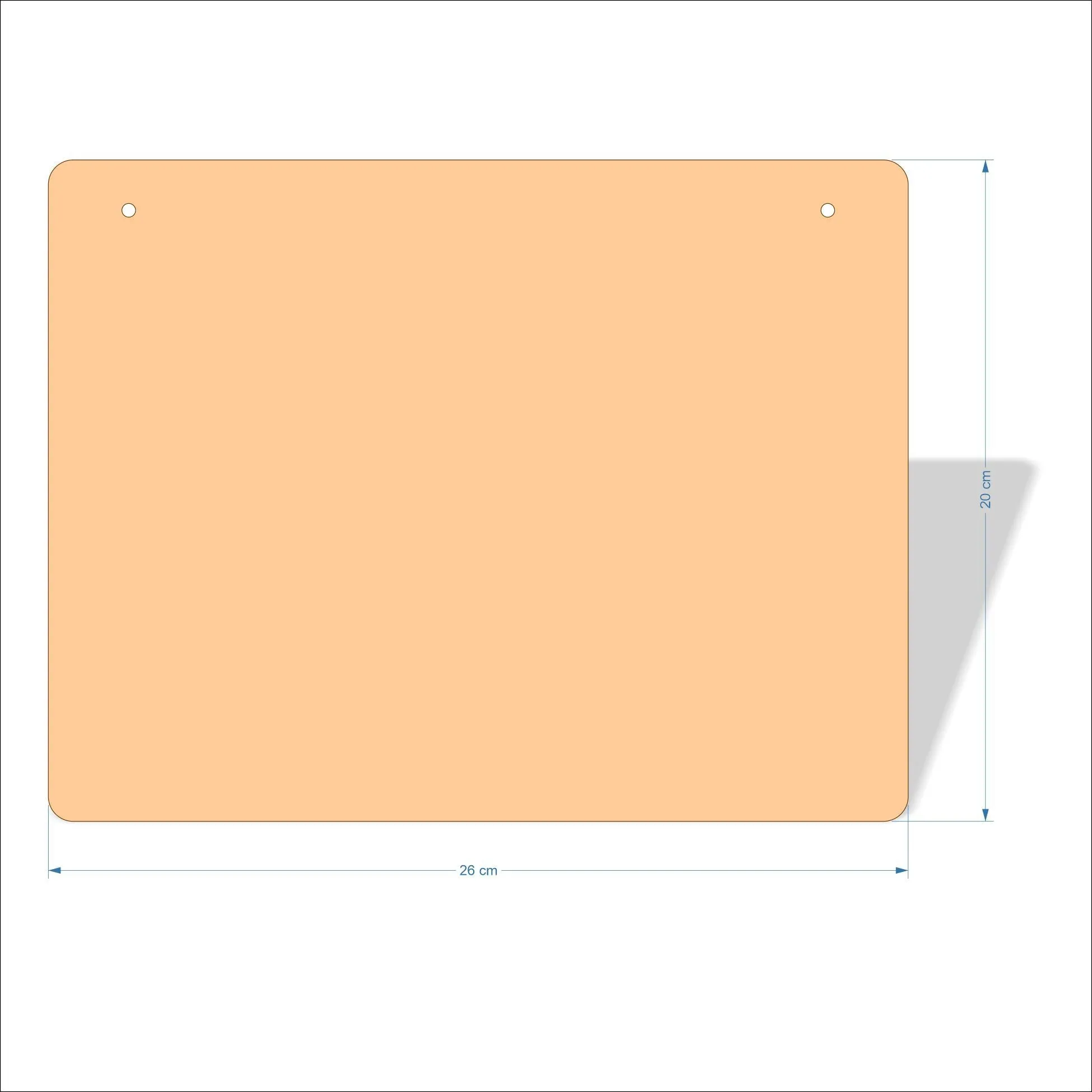 26 cm Wide 3mm thick MDF Plaques with rounded corners