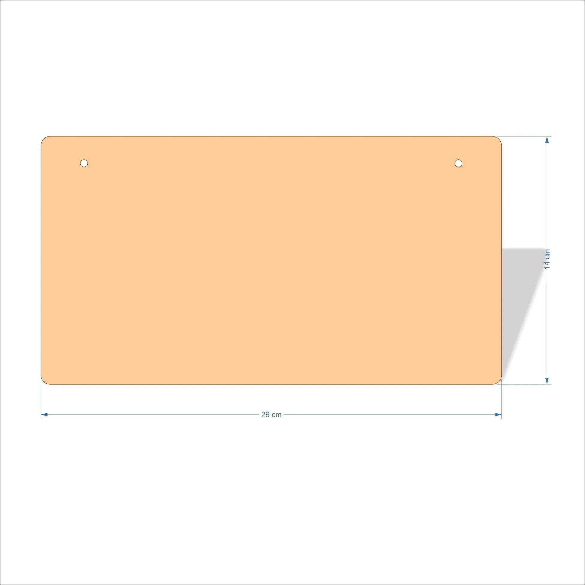 26 cm Wide 3mm thick MDF Plaques with rounded corners