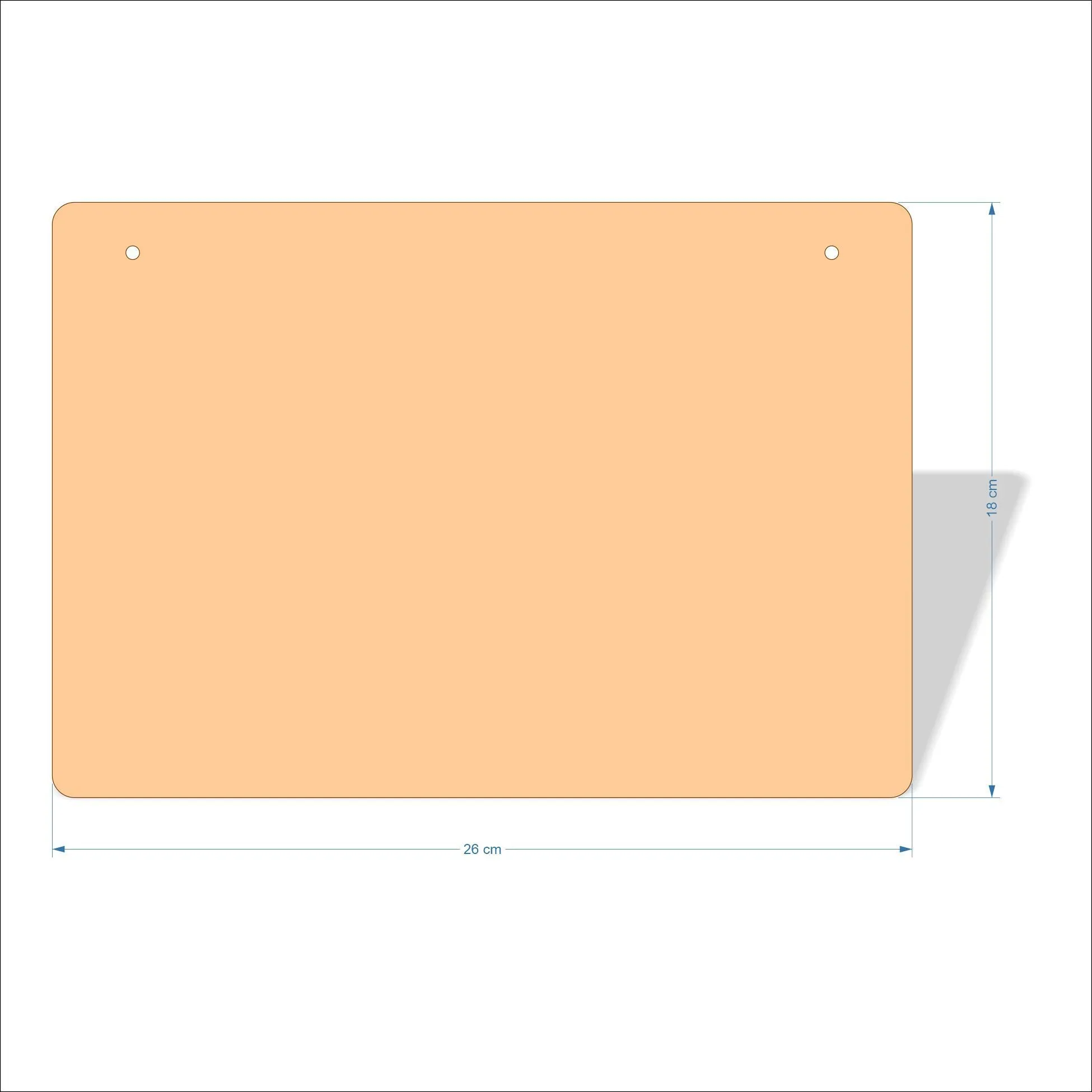 26 cm Wide 3mm thick MDF Plaques with rounded corners