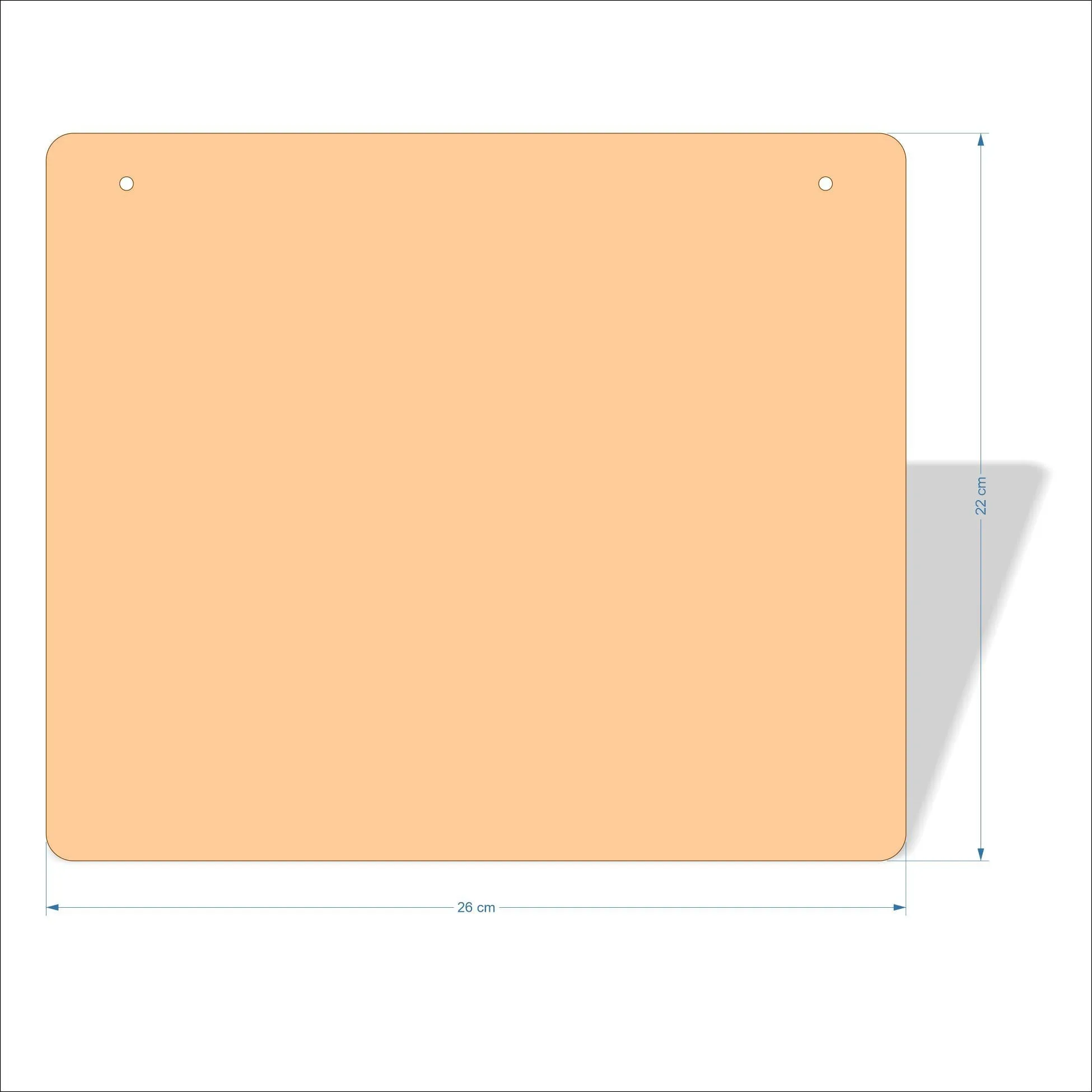 26 cm Wide 3mm thick MDF Plaques with rounded corners