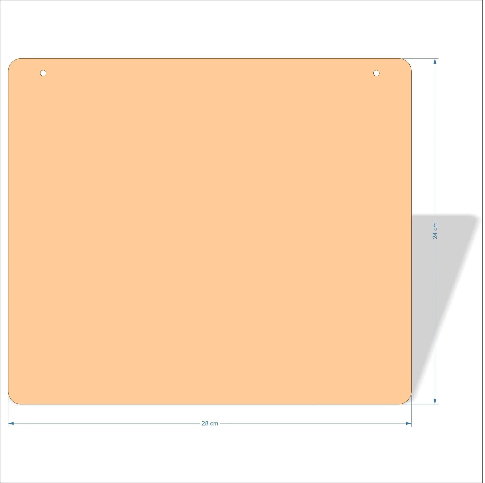 28 cm Wide Blank board plaques with rounded corners - plywood