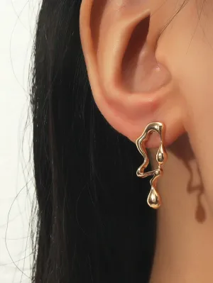 2pcs Structured Stud Earrings - Gold