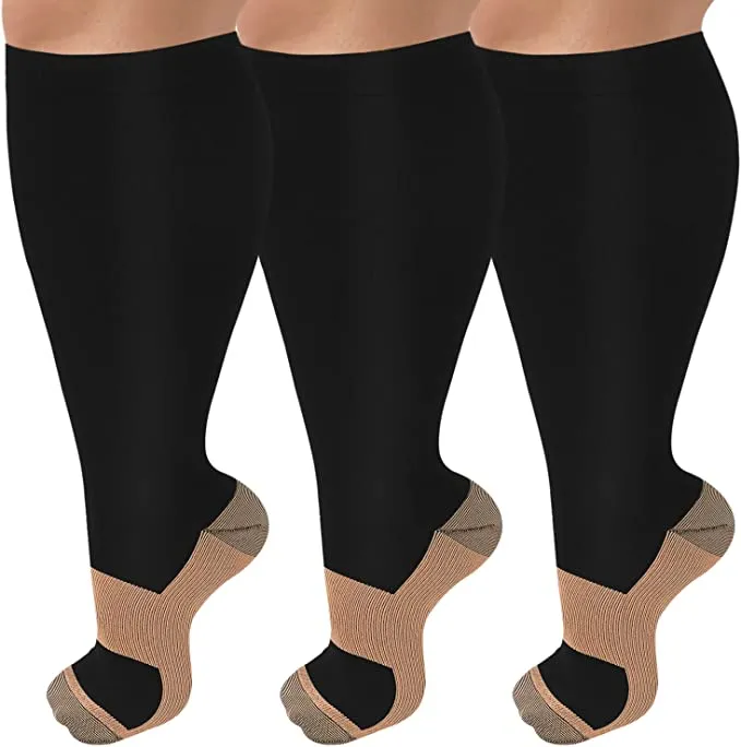 3-Pairs Copper Calf Compression Socks for Man and Woman (20-30 mmHG）| ACTINPUT