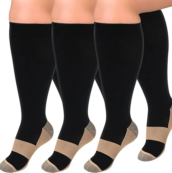 3-Pairs Copper Calf Compression Socks for Man and Woman (20-30 mmHG）| ACTINPUT