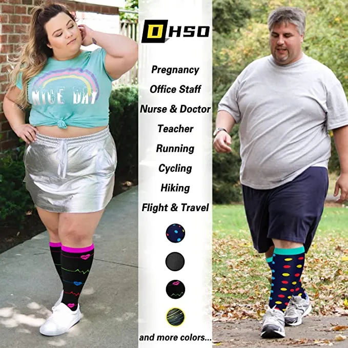 3-Pairs ECG Design Big Calf Compression Socks for Man and Woman (20-30 mmHG）| ACTINPUT
