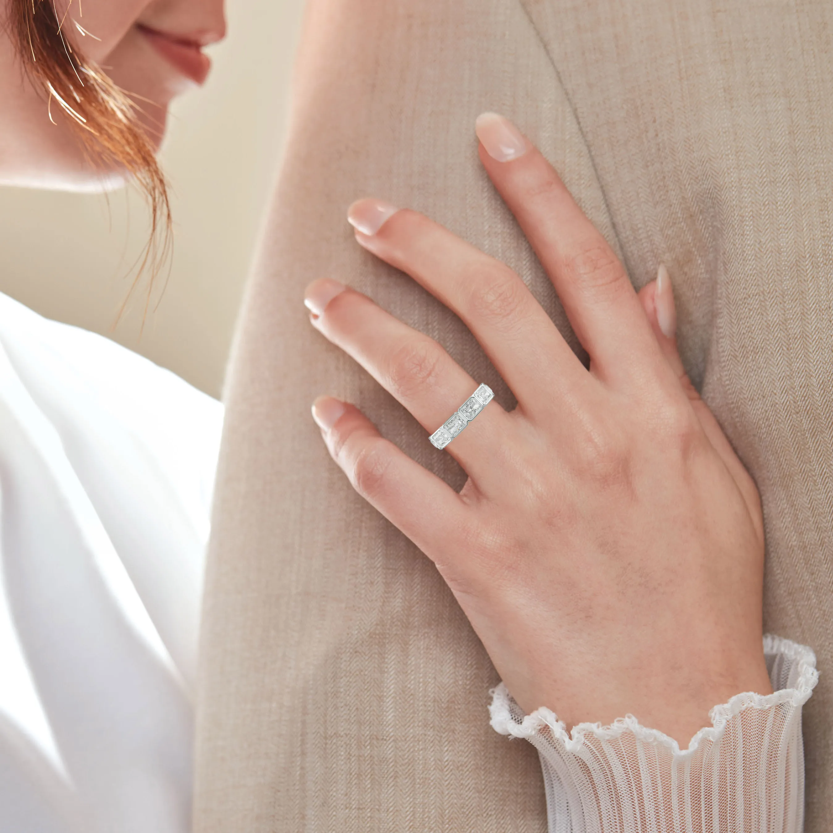 4.0 Carat East West Radiant Bezel Set Diamond Anniversary Band