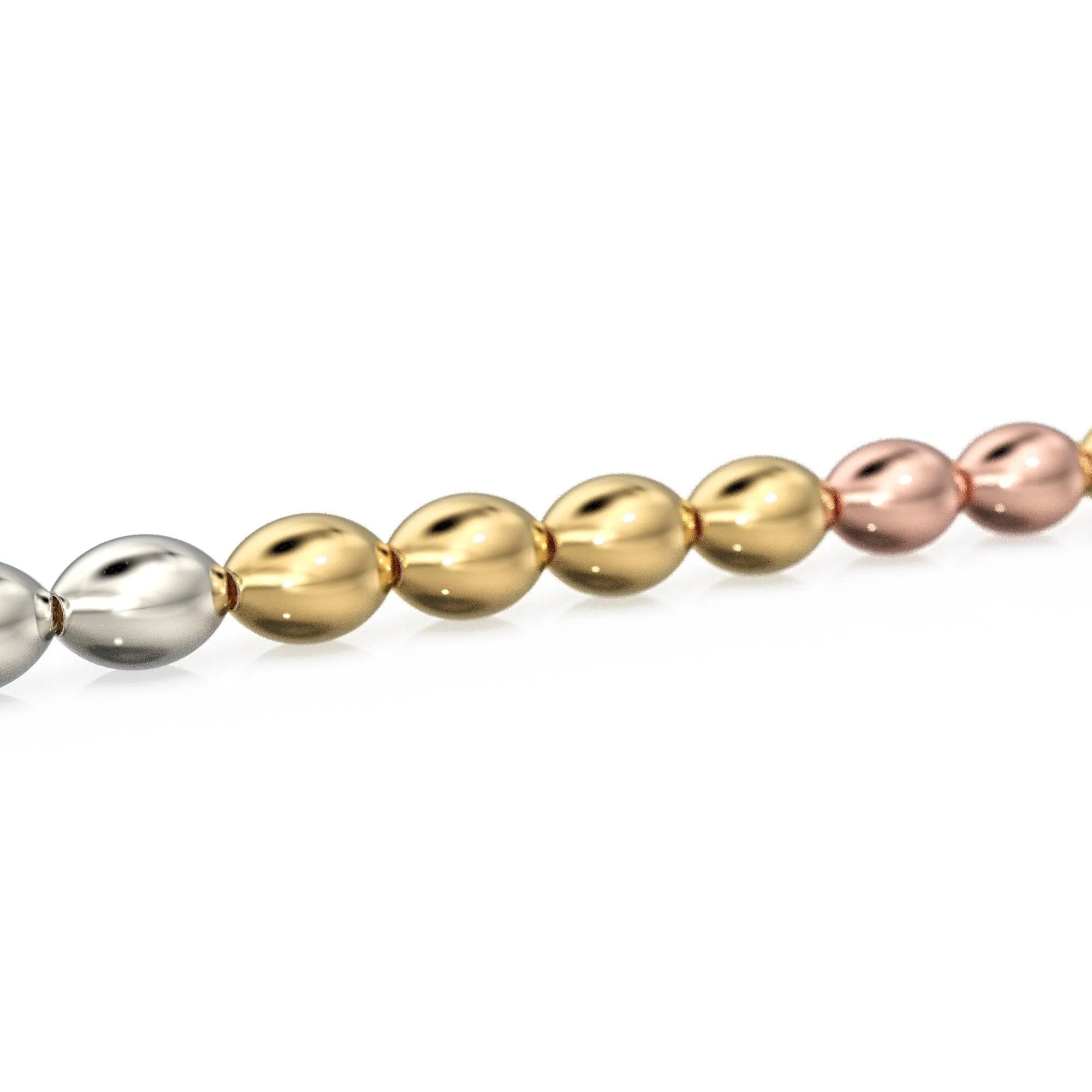 4.3mmx5.8mm 18k Solid Yellow Gold Rice Spacers Beads 2.25" Strand (10)