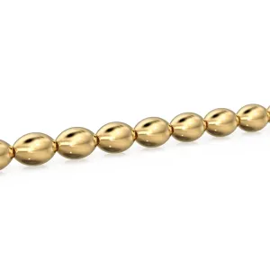 4.3mmx5.8mm 18k Solid Yellow Gold Rice Spacers Beads 2.25" Strand (10)