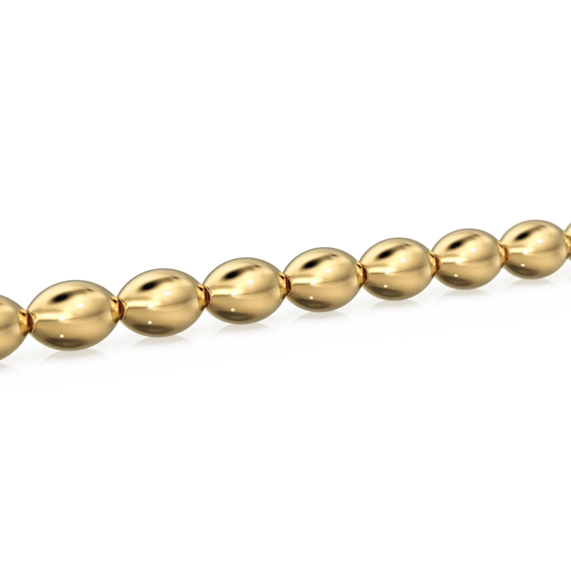 4.3mmx5.8mm 18k Solid Yellow Gold Rice Spacers Beads 2.25" Strand (10)