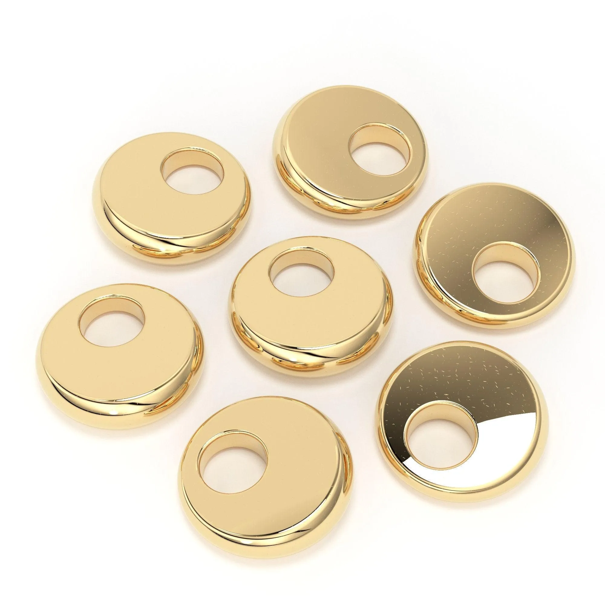 4mm 18k Solid Yellow Gold Hefty Tapered Disc Nugget Spacer Findings Beads (5 pieces)
