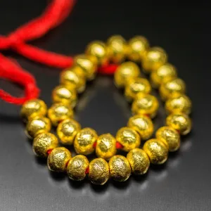 5pc, Handmade 18k Solid Gold Handmade Textured Rondelle Hollow Beads Spacer Findings
