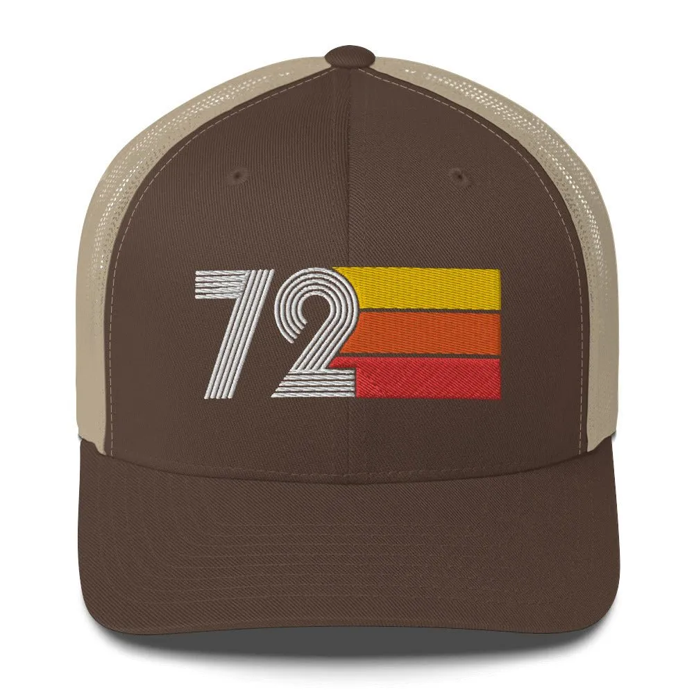 72 Number 1972 Birthday Retro Trucker Hat