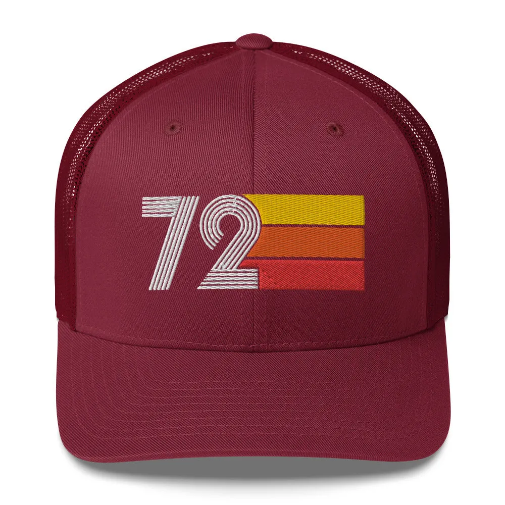 72 Number 1972 Birthday Retro Trucker Hat