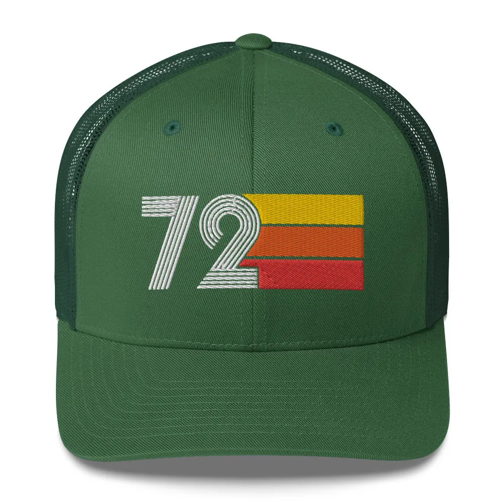 72 Number 1972 Birthday Retro Trucker Hat