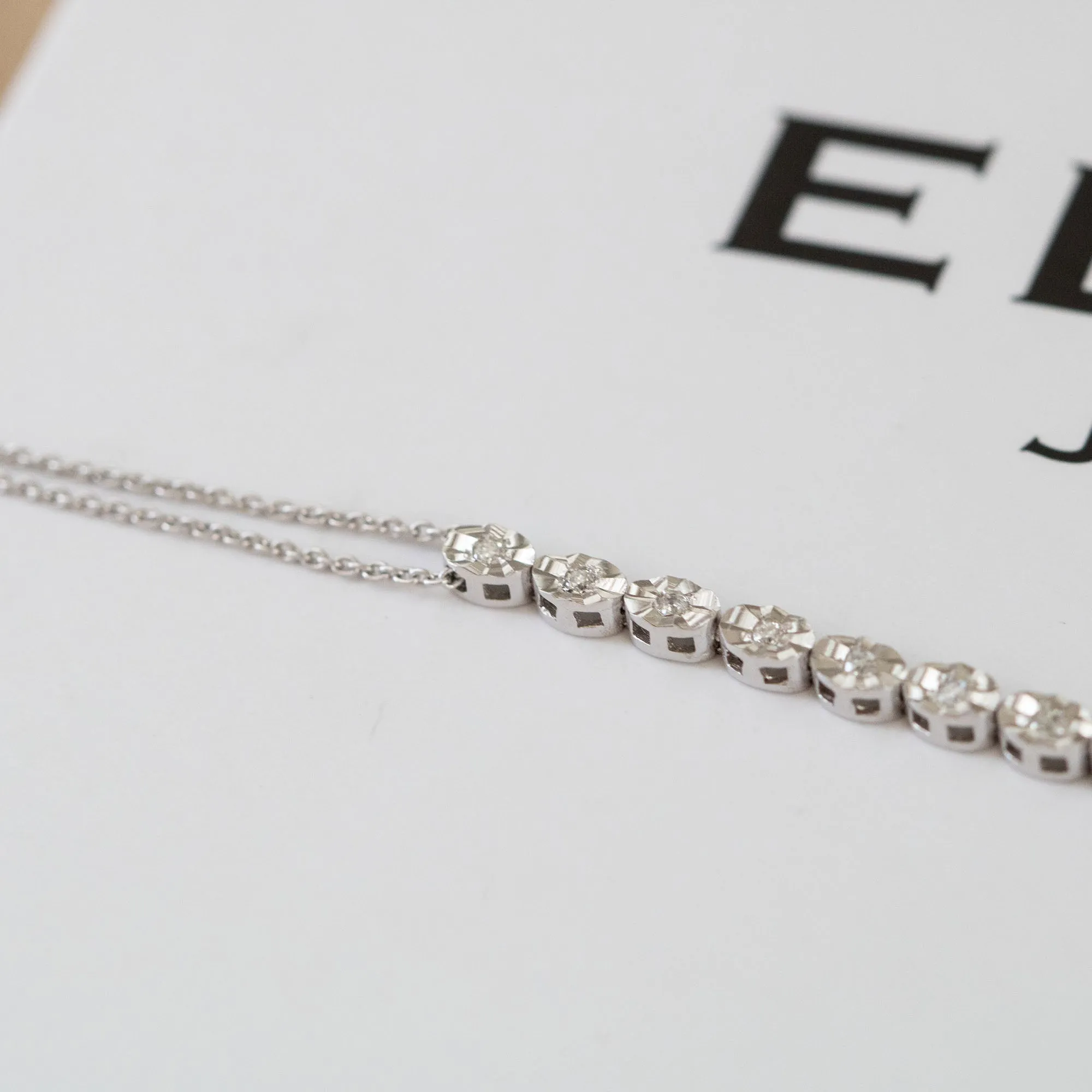 8K White Gold Chain Diamond Bracelet