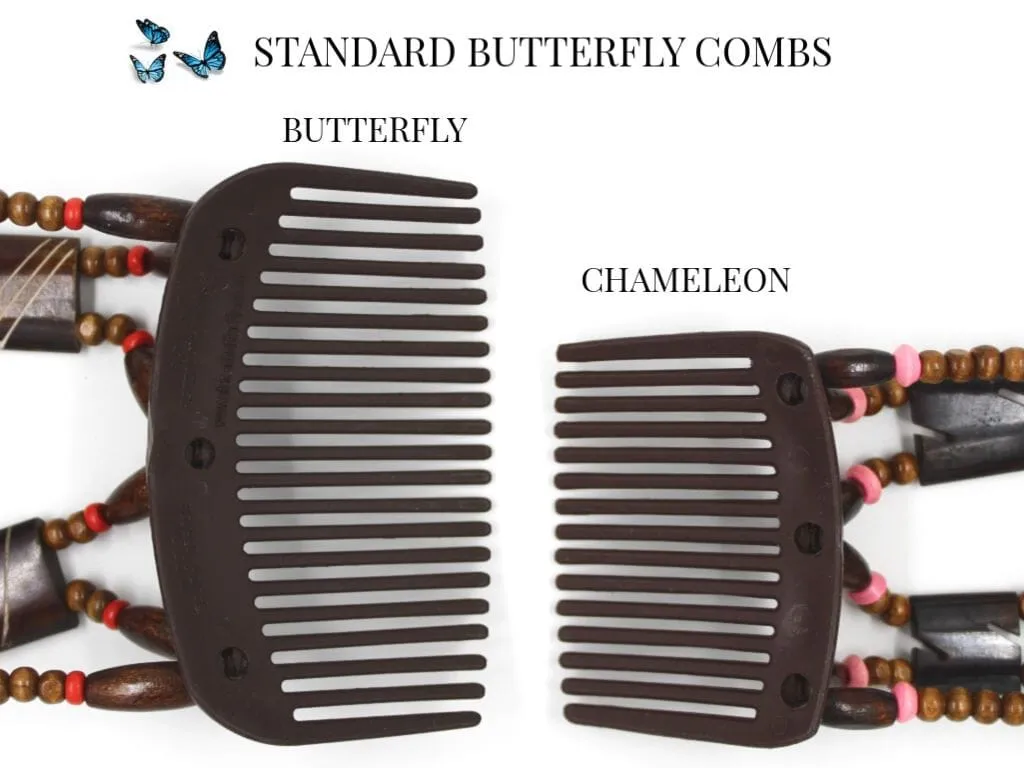 African Butterfly Hair Comb - Dupla Brown 149