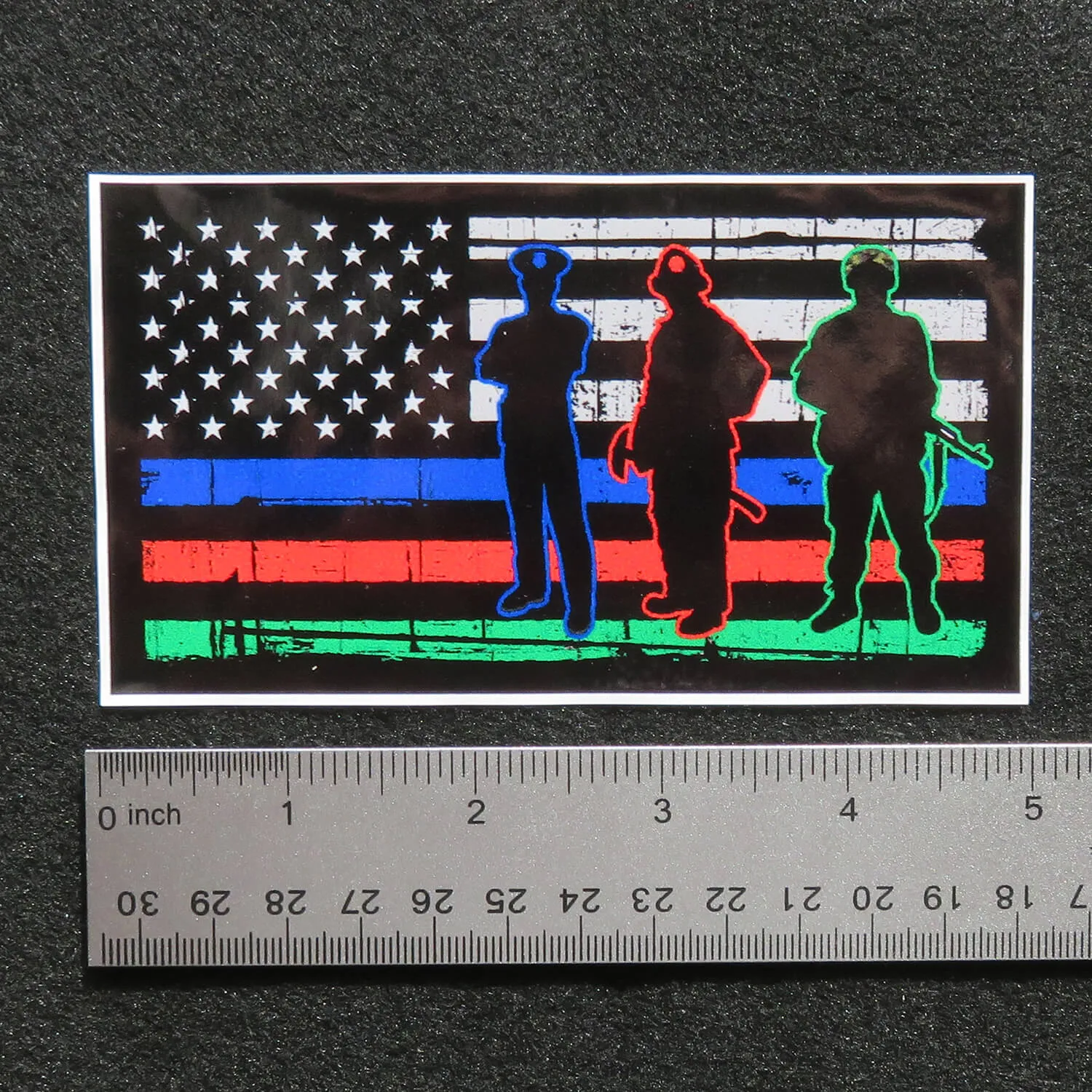 American Flag Thin Blue Red Green Line Silhouette Vinyl Decal