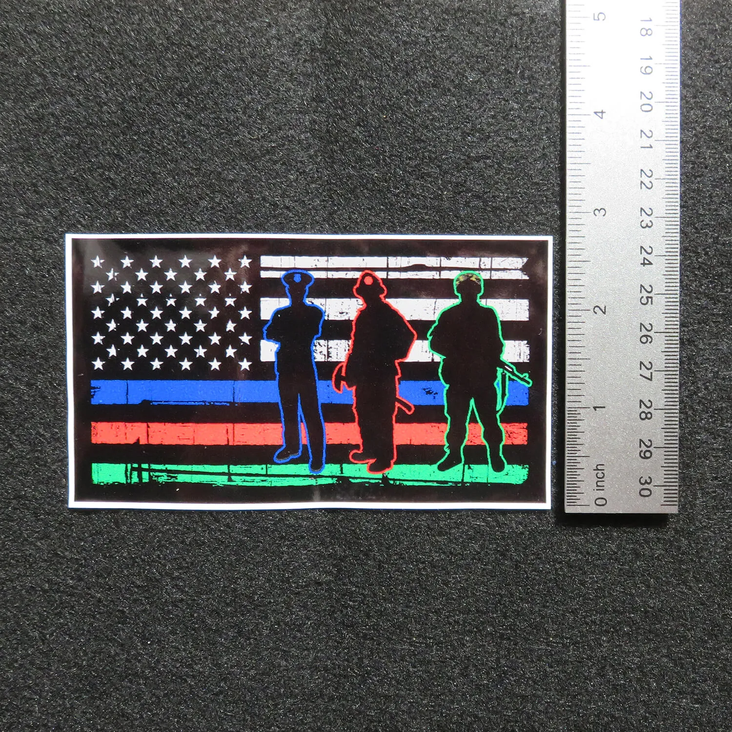 American Flag Thin Blue Red Green Line Silhouette Vinyl Decal