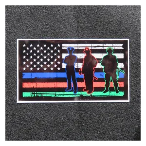 American Flag Thin Blue Red Green Line Silhouette Vinyl Decal
