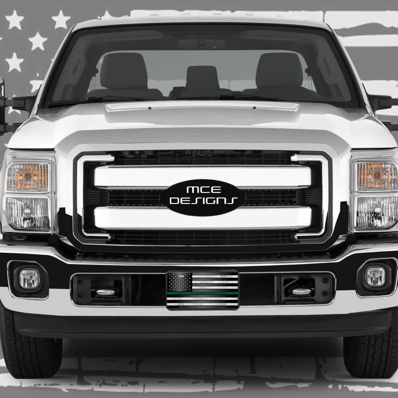 American Flag Thin Green Line License Plate