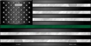 American Flag Thin Green Line License Plate
