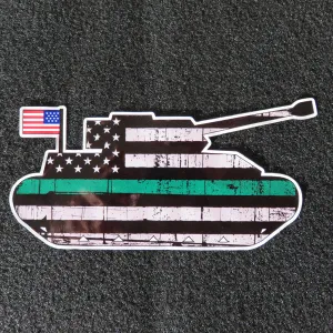 American Flag Thin Green Line Tank Vinyl Decal
