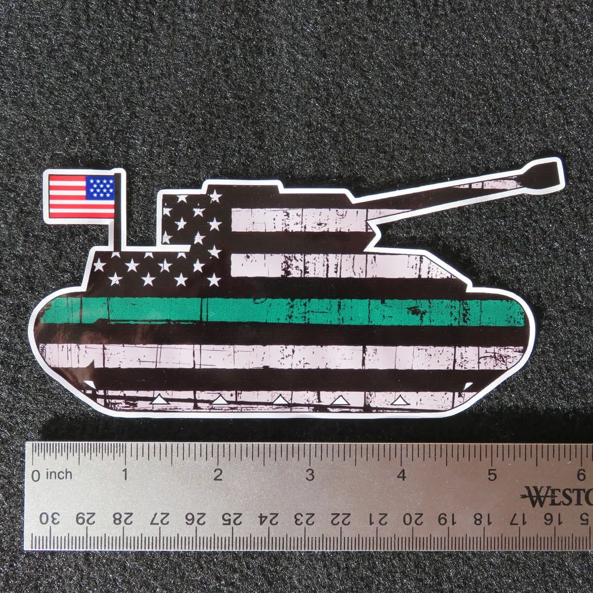 American Flag Thin Green Line Tank Vinyl Decal