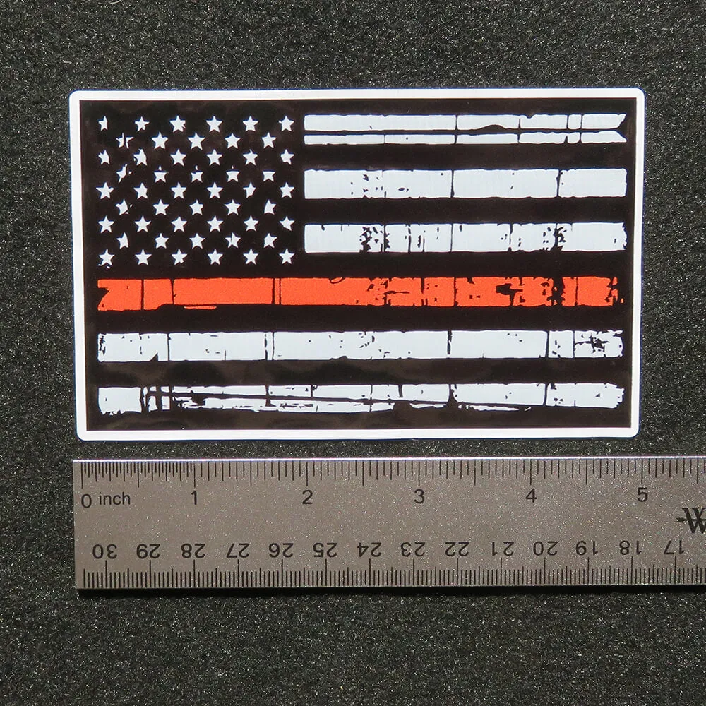 American Flag Thin Orange Line Vinyl Decal