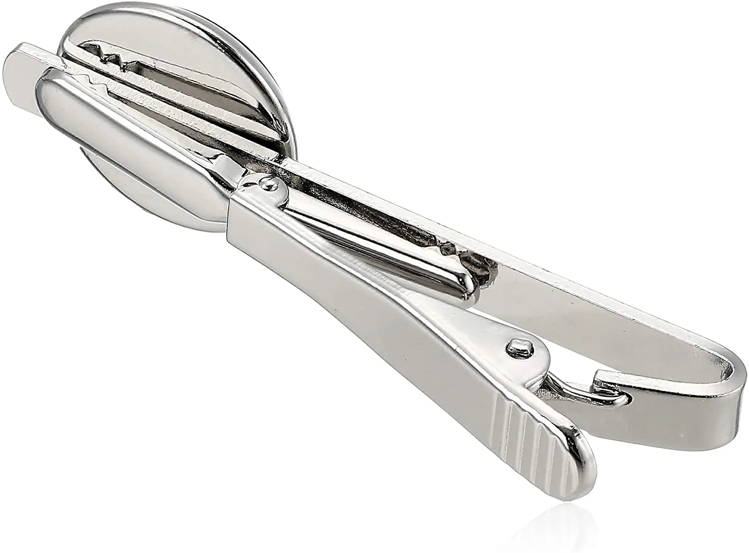 American Flag Tie Bar Clip and Cufflinks Set - Silver Colored Metal Plated - Luxury Clothing Accessories (Thin Red Line)
