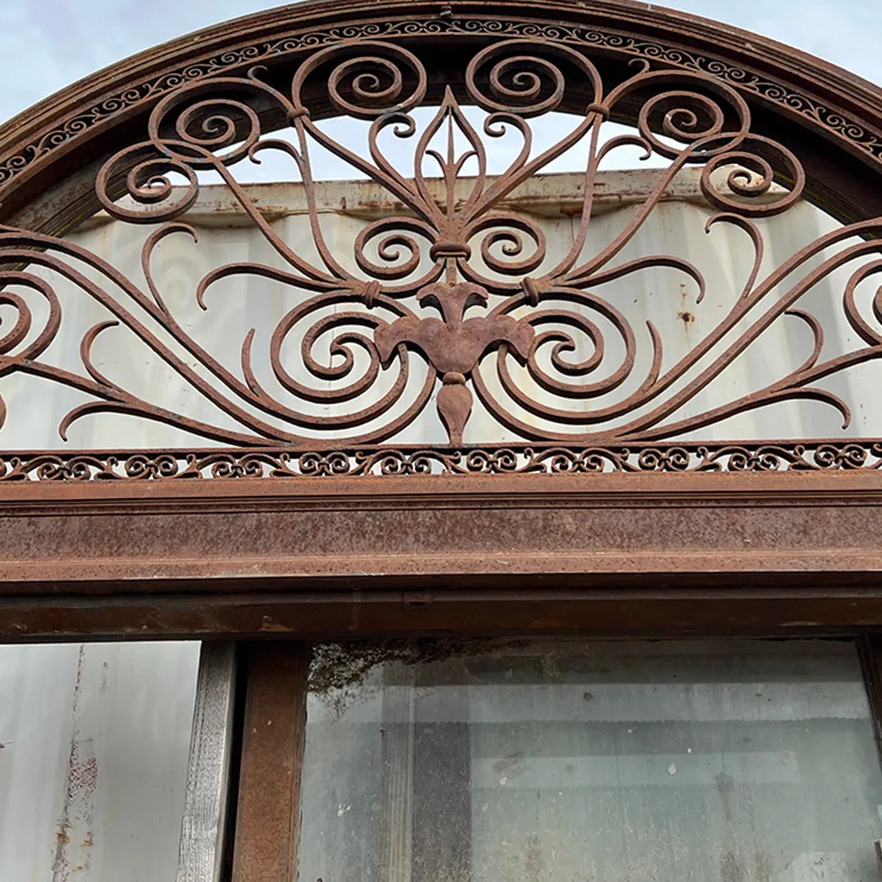 American Wrought and Cast Iron Arched Entryway Double Door