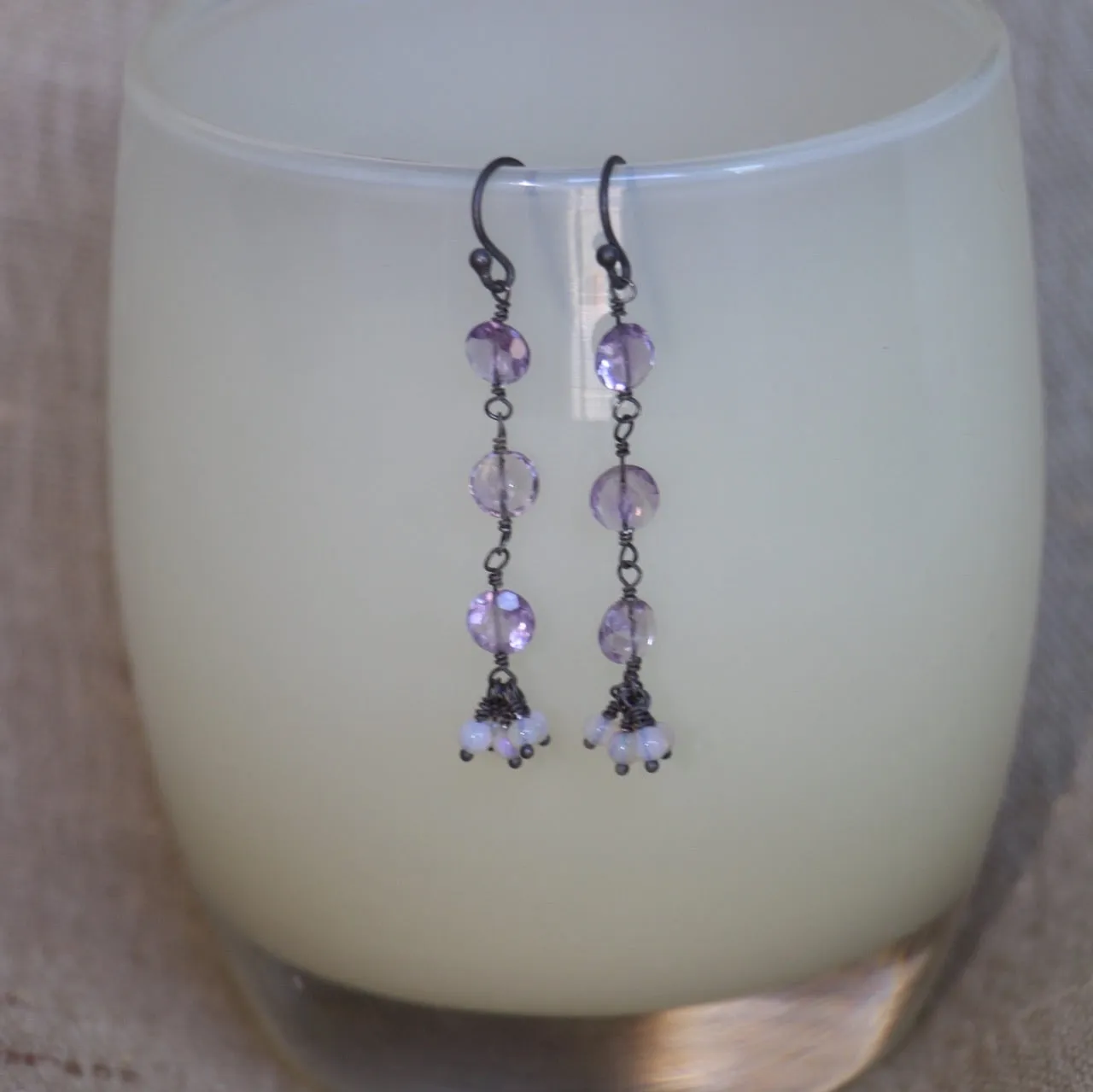 Amethyst with Opal Earrings