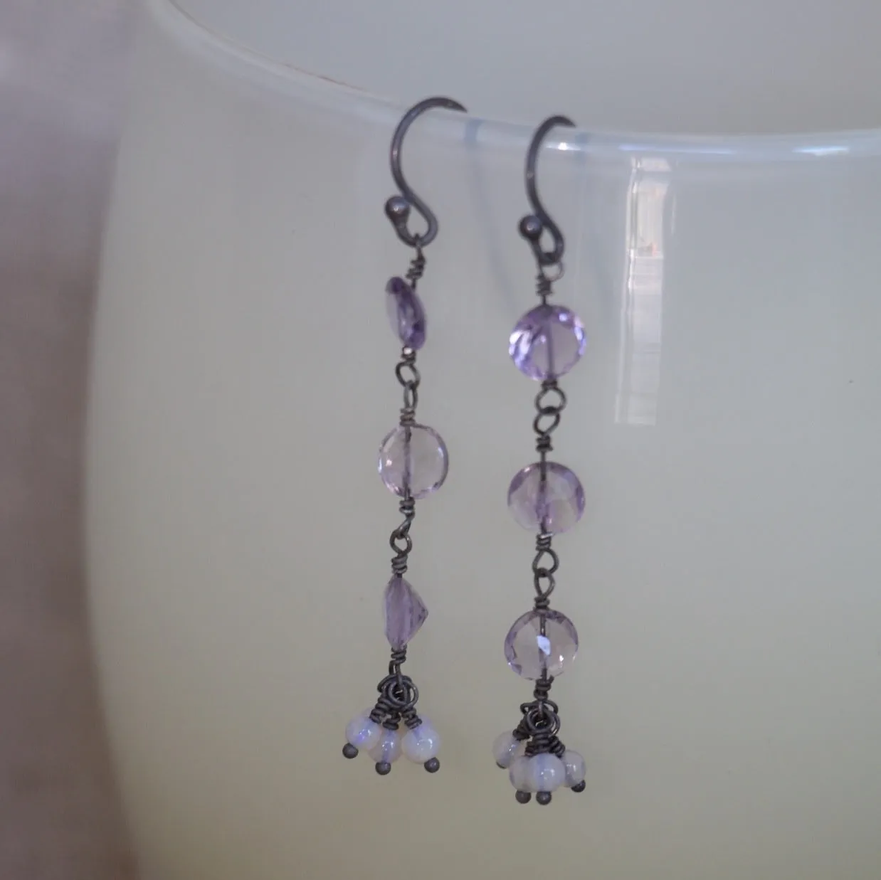 Amethyst with Opal Earrings