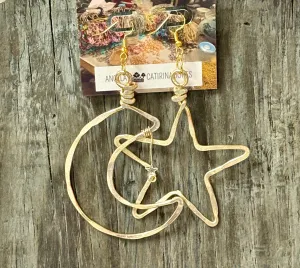 Angela Catirina Jones Champagne Moon and Star Earrings