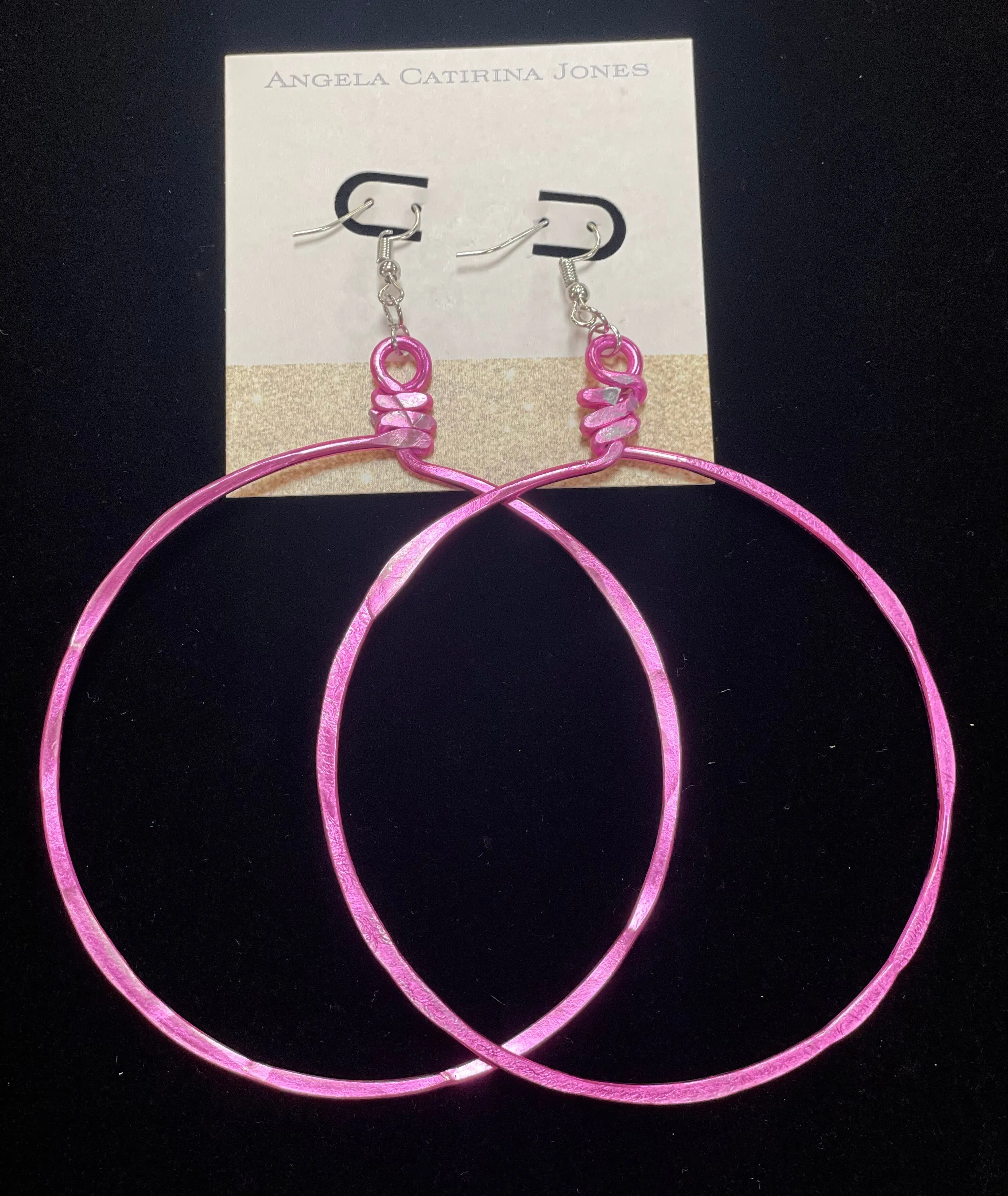 Angela Catirina Jones Large Electric Pink Hoop Earrings