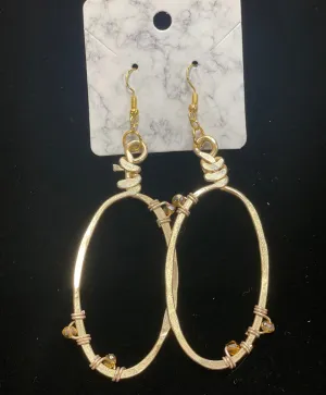 Angela Catirina Jones Medium Oval Earrings with Wired Beads