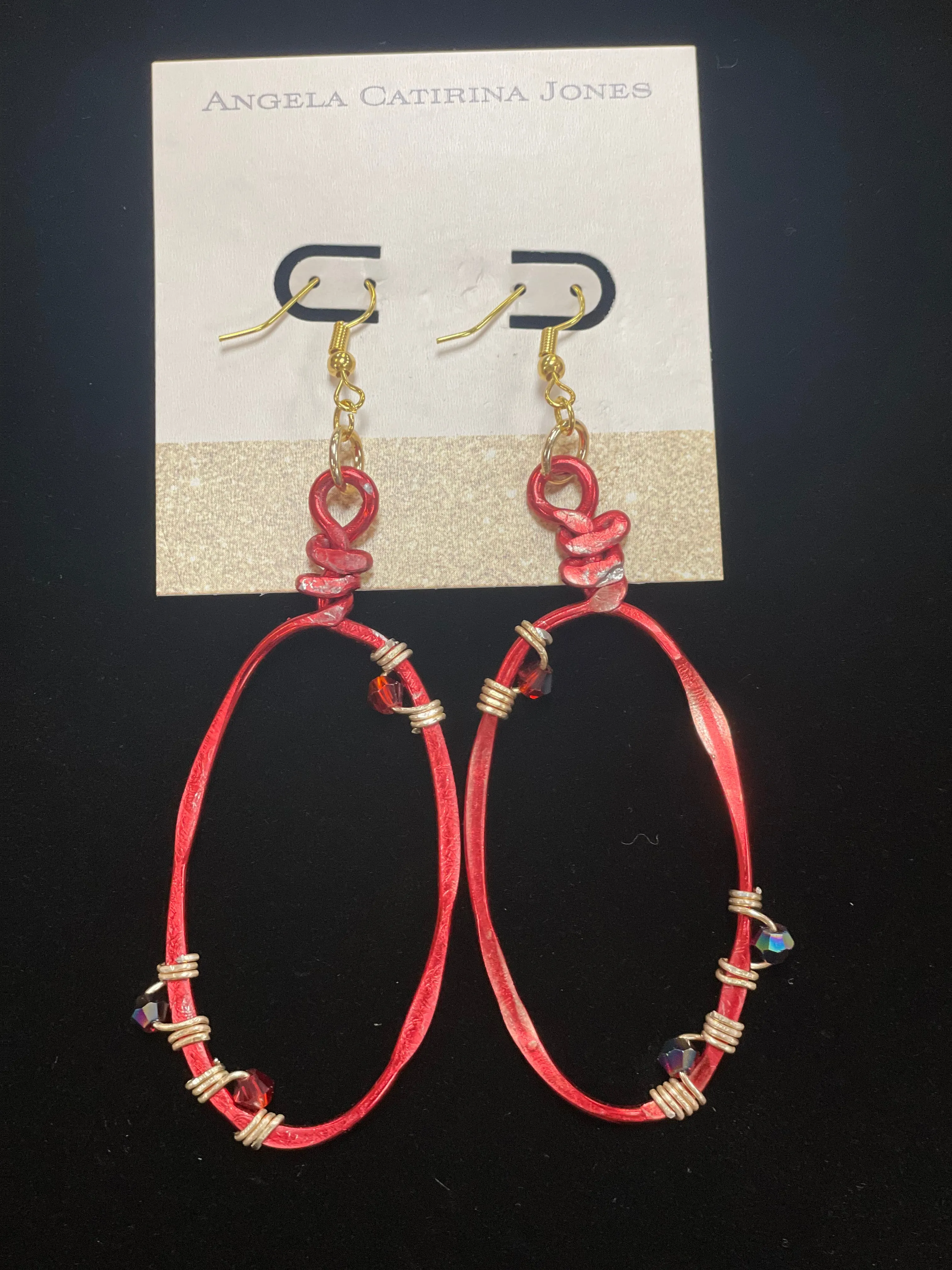 Angela Catirina Jones Medium Oval Earrings with Wired Beads