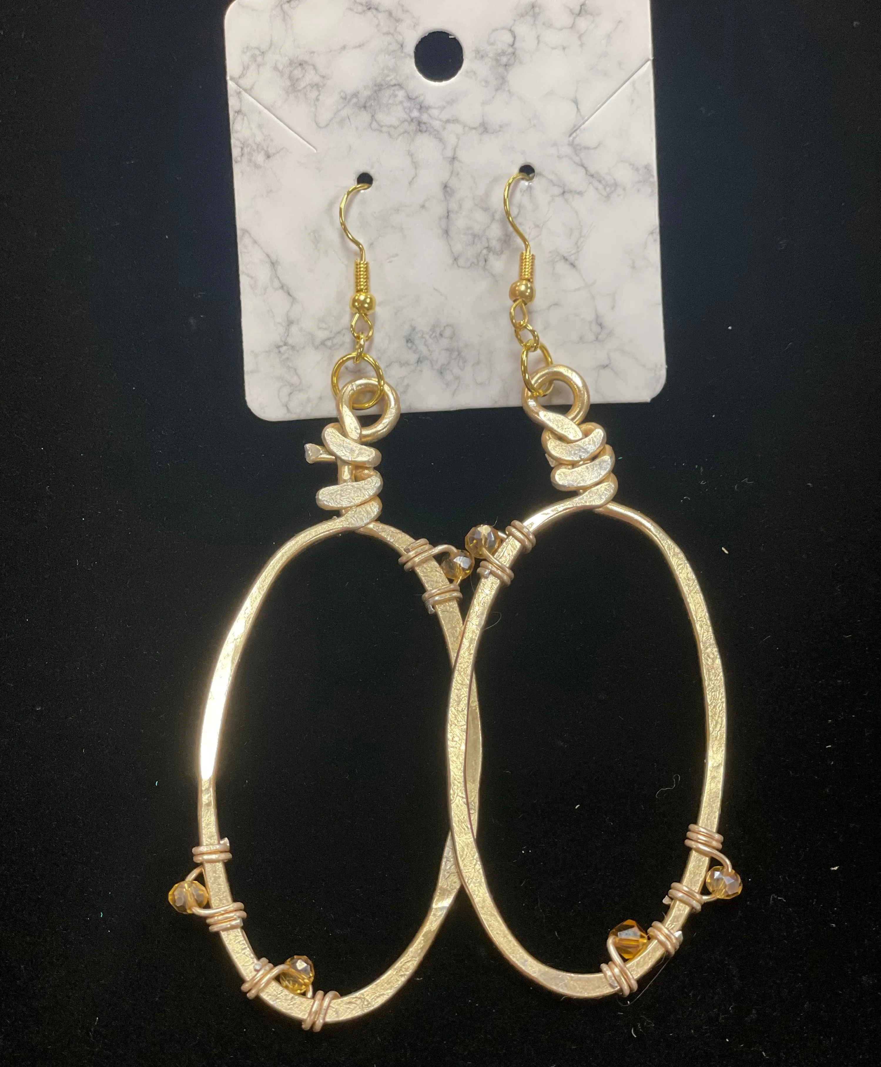 Angela Catirina Jones Medium Oval Earrings with Wired Beads