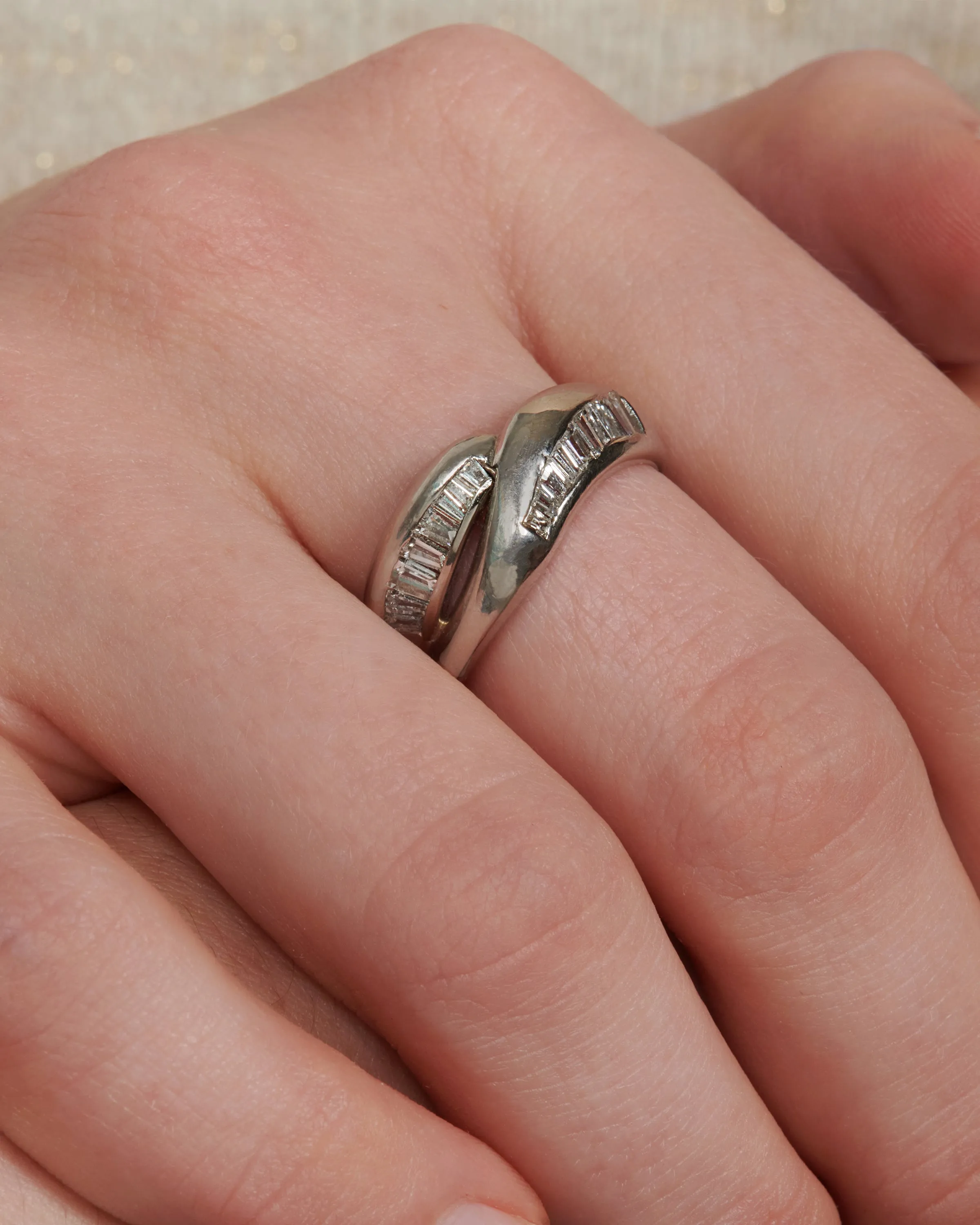 Arched Baguette Diamond Ring