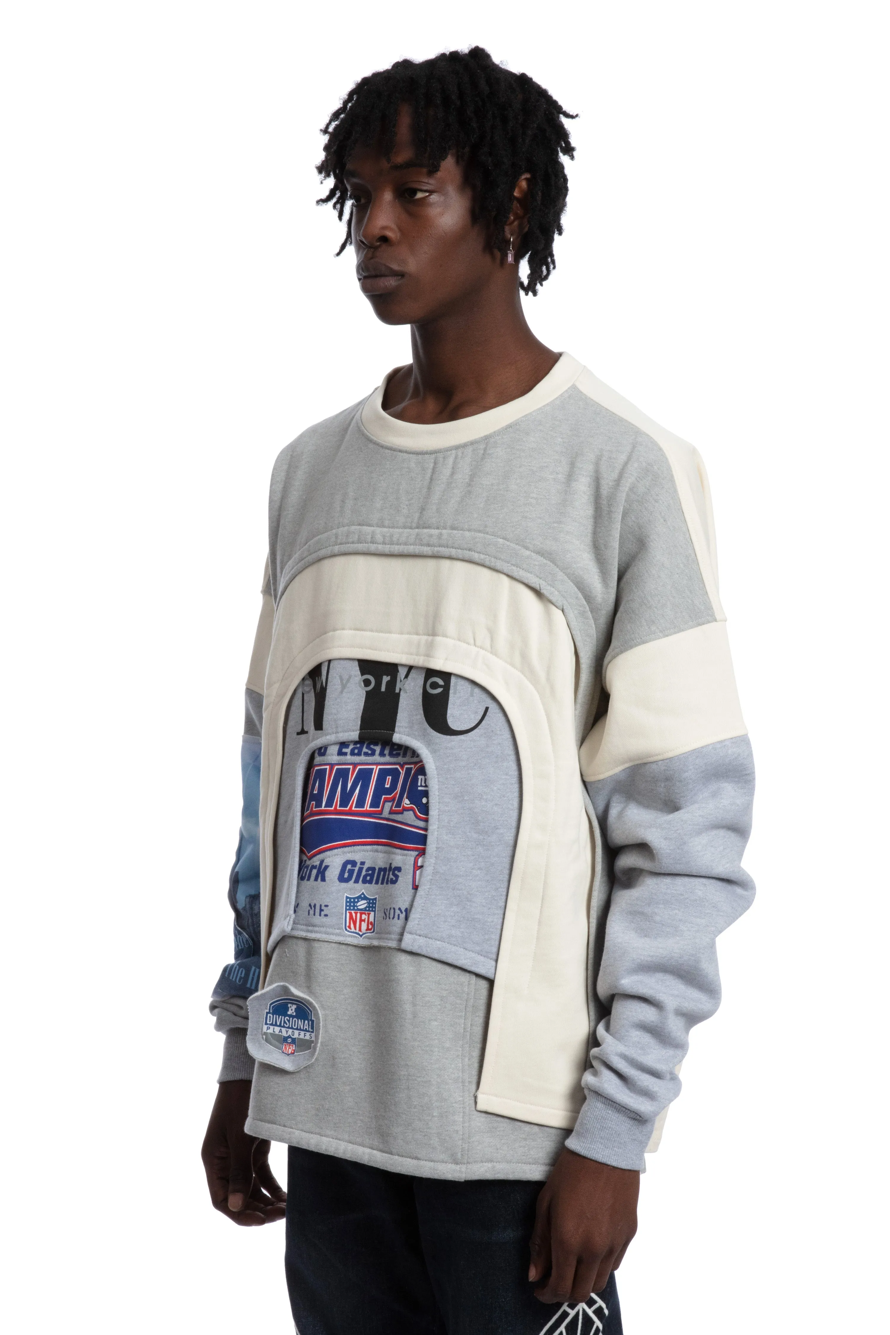 ARCHED COLLAGE CREWNECK SWEATER