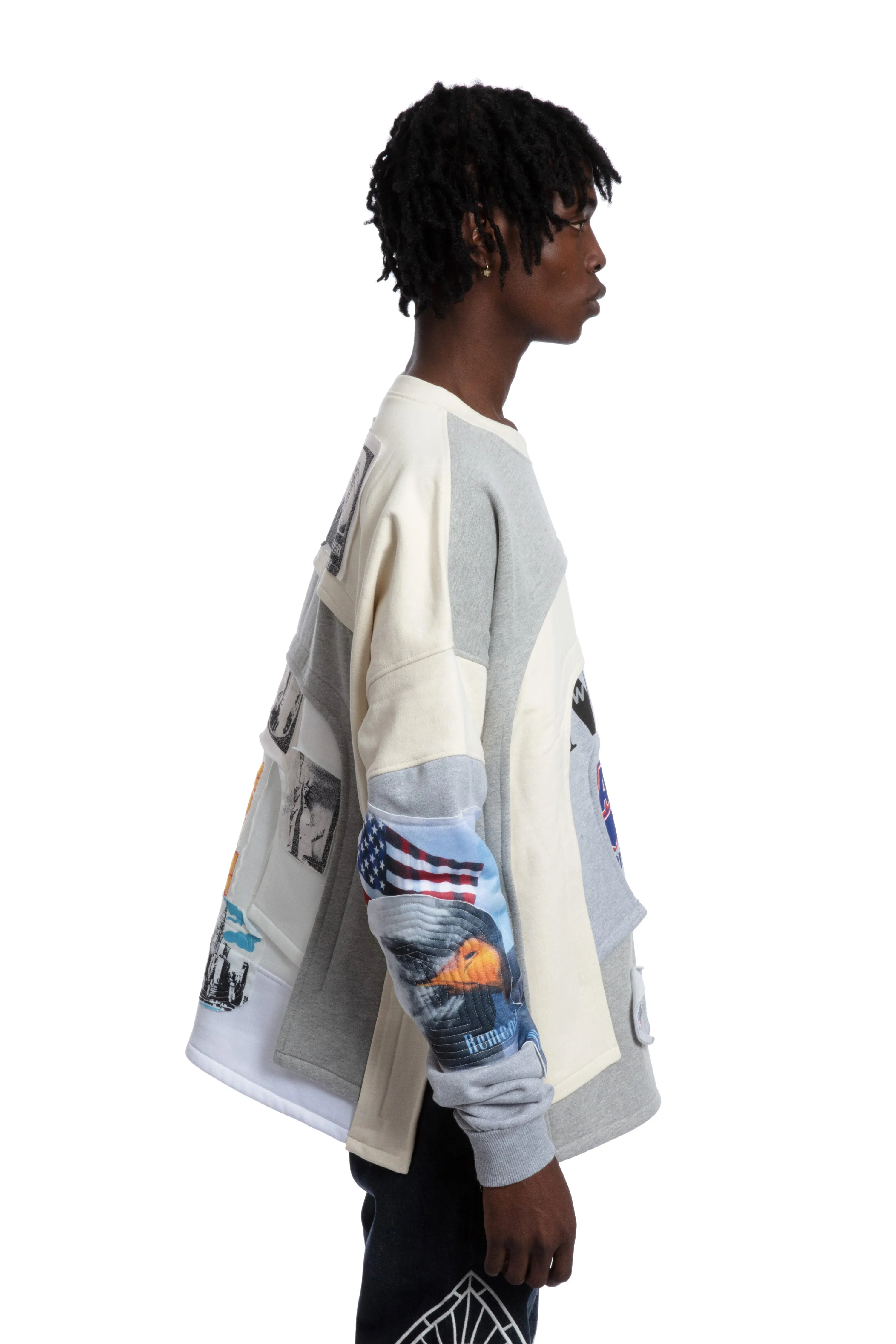 ARCHED COLLAGE CREWNECK SWEATER