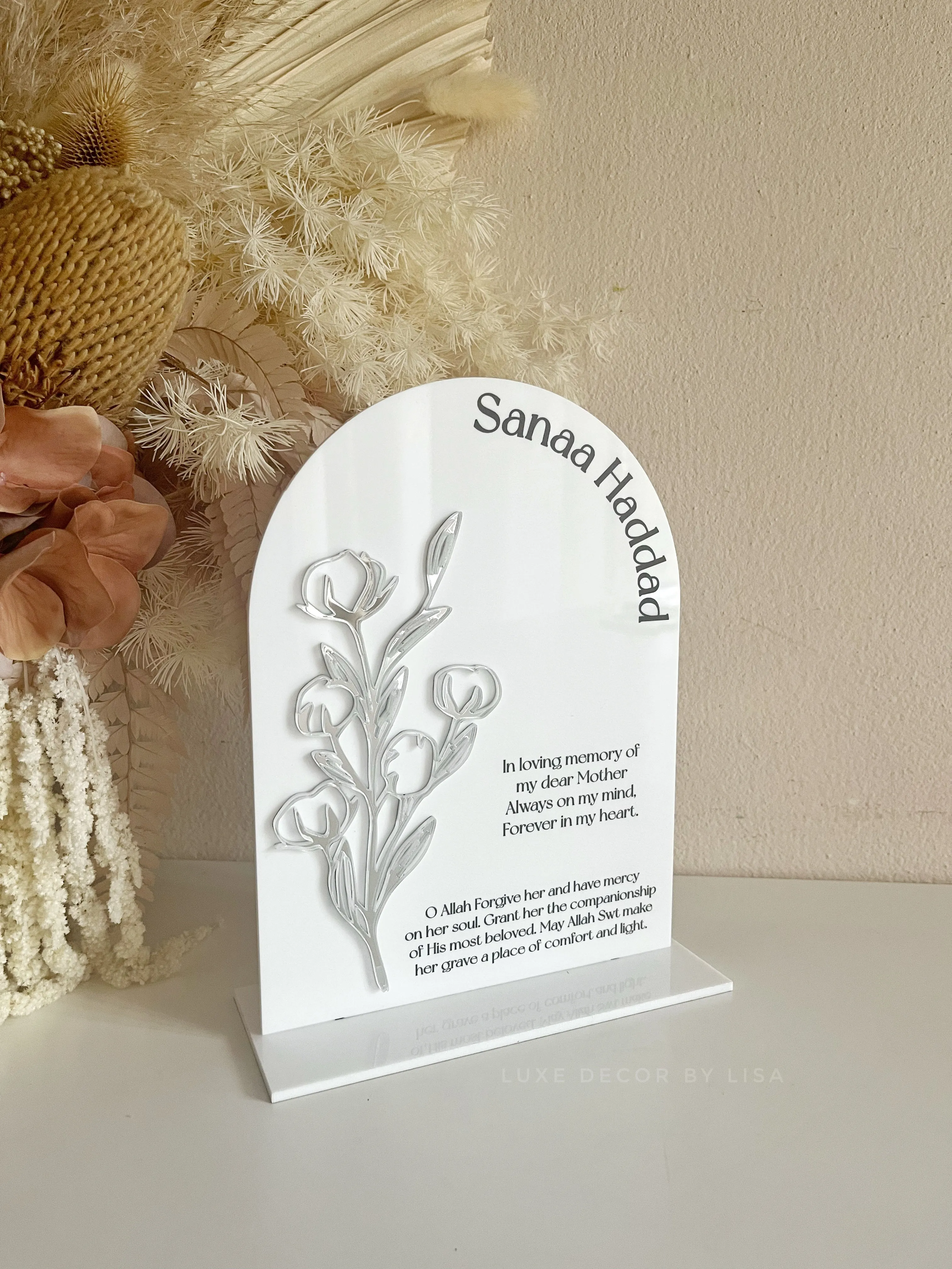Arched Floral Memorial Printed Sign